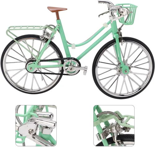 Vista 2 de Zerodis Modelo de bicicleta de metal, mini figuras de bicicleta de dedo de escritorio, juguete en miniatura, retro, mini modelo, bicicleta, adornos