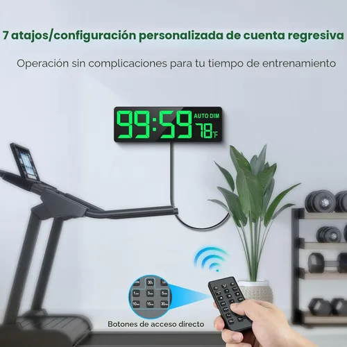 Vista 4 de REACHER Reloj de pared digital grande de 16.5 pulgadas con temporizador de cuenta regresiva, atenuador automático, temperatura, control remoto
