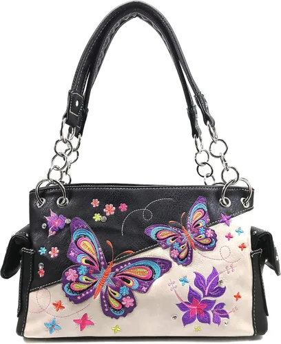 Vista 2 de Zelris Butterfly Flower Season Bordado mujeres ocultan llevar bolso cartera conjunto