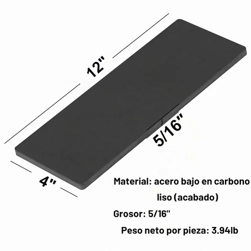 Vista 2 de 2 placas de acero de 4 x 12 x 5/16 pulgadas, barra plana de metal
