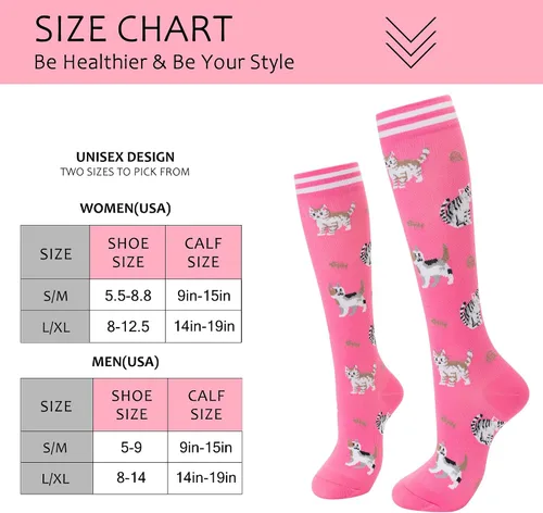 Vista 2 de fenglaoda Calcetines de compresión para mujeres y hombres, 6 pares, hasta la rodilla, mejor apoyo para correr, viajar, vuelo, enfermera