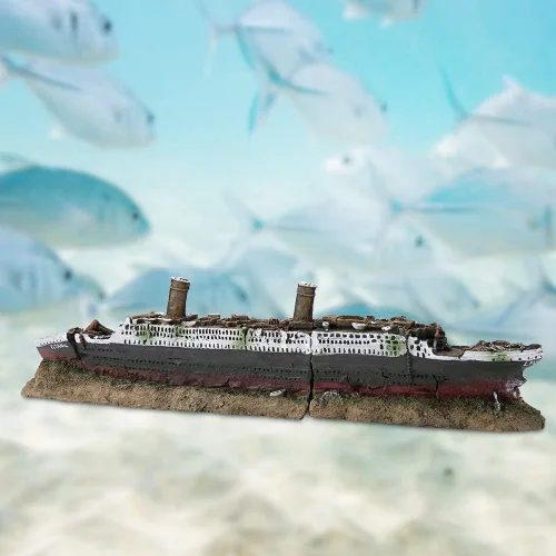 Vista 6 de JTLB Titanic - Modelo sumergible naufragado 24 × 10 × 3.5 in Titanic Lost Wrecked Boat Ship Aquarium Decoration Ornament Wreck Ornaments