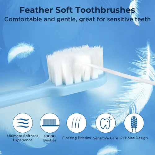 Vista 2 de Cepillo de dientes extra suave para encías sensibles, cepillo de dientes de cabeza compacta con cerdas suaves con 10000 cerdas micro nano suaves