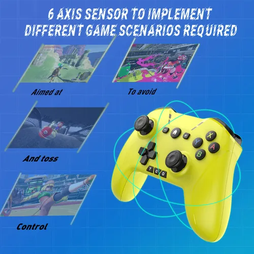 Vista 7 de Bluetooth Controller for SwitchMacPCSteamMobile PhoneiOSAndroidTViPadTableApple Arcade MFi Games, Switch Pro Controller Wireless with Adjustable