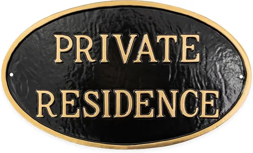 Vista 9 de Montague Metal Products Letrero de residencia privada – Placa de metal ovalada blanca y negra con estaca para césped, 8.5 x 13 pulgadas, letrero