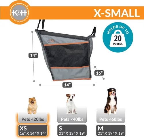 Vista 3 de K&H Buckle N Go - Asiento de automóvil para perros pequeños, tela impermeable, laterales de malla transpirable, correa de cinturón de seguridad