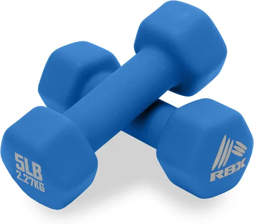 Vista 10 de RBX - Juego de mancuernas de neopreno con agarre antideslizante, equipo de entrenamiento de fuerza para el hogar o el gimnasio, no ruedan