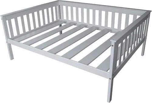 Vista 9 de Sofá cama de madera negra estilo misión de tamaño individual hecho en Amish Negro (Black Paint)