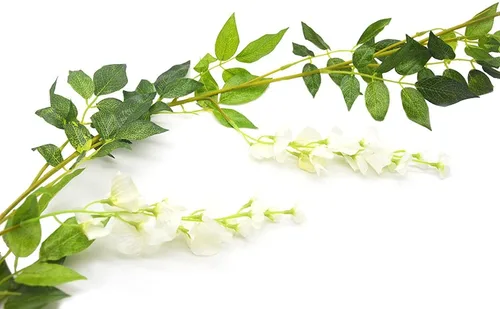 Vista 3 de Paquete de 5 guirnaldas de flores artificiales, guirnaldas de glicina artificial, vid, flores colgantes falsas para decoración floral de boda, total