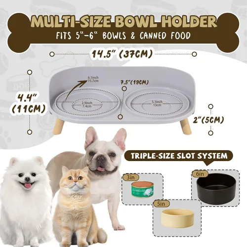 Vista 2 de Soporte elevado para comedero para perros, mesa de comedor elevada para perros y gatos pequeños y medianos, se adapta a platos de alimentos y agua