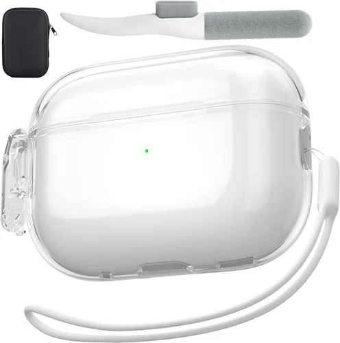 Vista 31 de Valkit - Funda transparente protectora para estuche de AirPods, con llavero, poliuretano termoplástico suave, a prueba de golpes, compatible
