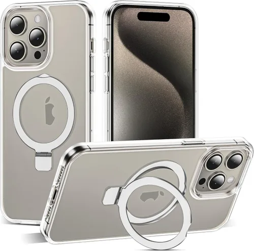 Vista 108 de SKYLMW - Funda compatible con iPhone 11 de 6.1 pulgadas, con soporte magnético invisible tipo anillo, funda translúcida de grado militar, compatible
