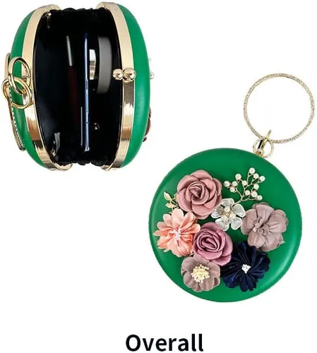 Vista 9 de shiiriin Bolso de mano para mujer 3D rosa nude floral bolso de mano Hecho a mano con perla Boda nupcial diurna fiesta de noche