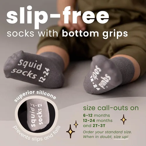 Vista 113 de squid socks Calcetines de viscosa de bambú 0-6M, 6-12M, 12-24M y 2T-3T Calcetines que se mantienen puestos