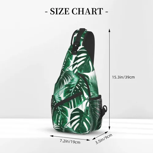 Vista 3 de Mochila cruzada multiusos para mujer mochila de pecho al aire libre ciclismo senderismo viajes Hojas Moda