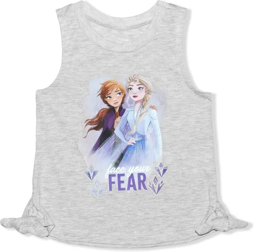 Vista 2 de Disney Frozen Elsa and Anna - Conjunto de camiseta sin mangas y pantalones cortos para niñas pequeñas y niños pequeños, morado, gris