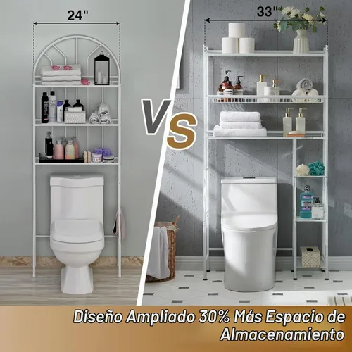 Vista 4 de Lauren & Harold - Almacenamiento de 6 niveles sobre el inodoro con estante Blanco