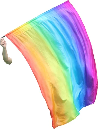 Vista 23 de Winged Sirenny Bandera de seda Poi, 50 pulgadas rectangular de seda giratoria, bandera de alabanza profética adoración adoración danza (aventura B)