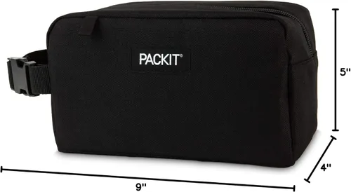 Vista 9 de PackIt Caja de aperitivos congelable, color negro, fabricada con tecnología EcoFreeze, plegable, reutilizable, cierre de cremallera con asa