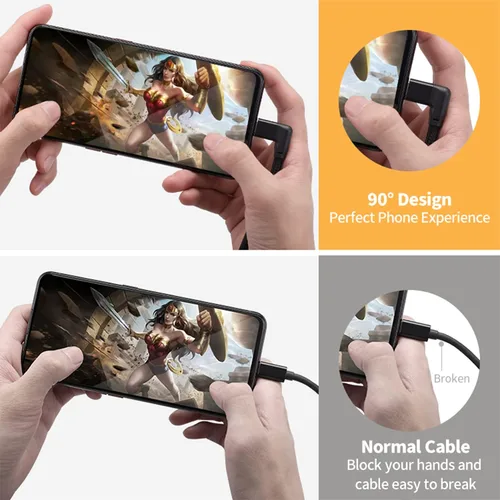Vista 2 de UseBean Cable de extensión USB C en ángulo recto de 0.6 pies, 90 grados USB-C 3.2 Gen 2 20Gbps macho a hembra tipo C 4K cable extensor de video