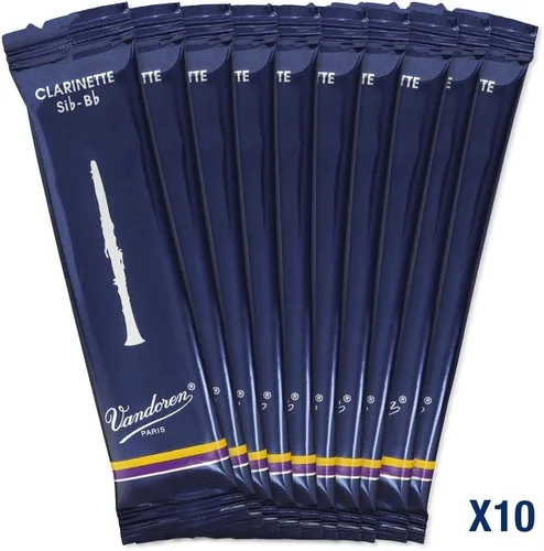 Vista 4 de Vandoren CR101 Bb lengüetas tradicionales para clarinete con resistencia 1; Caja de 10