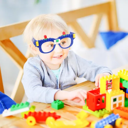 Vista 6 de Hooqict 9 Piezas Gafas de Ladrillos de Construcción DIY Artículos de Fiesta para Niños Decoraciones y Suministros de Fiesta de Cumpleaños