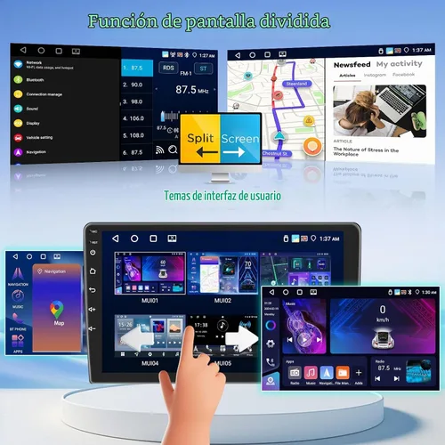 Vista 6 de Radio estéreo de coche para Toyota Highlander 2009 2010 2011 2012 2013 2014 con Carplay inalámbrico Android Auto, 4+64G 10.1 pulgadas HD IPS
