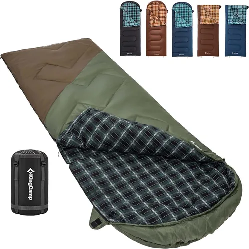 Vista 14 de KingCamp Sleeping Bag for Adults, Cold Weather & Warm XL Big and Tall Flannel Sleeping Bags with Compression Sack Portable Waterproof Essentials