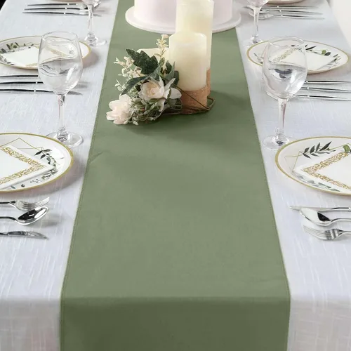 Vista 18 de Efavormart - Camino de mesa de poliéster de alta calidad azul claro para bodas, fiestas de cumpleaños, banquetes, decoración, ajuste rectangular