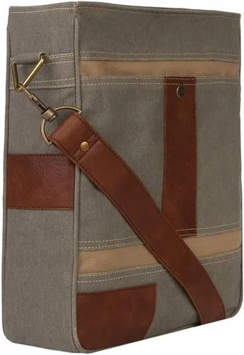 Vista 4 de Mona B. Dakota MD-5907 - Bolso bandolera de lona reciclada, bolso cruzado Cameron y cartera Ryker con ribete de cuero vegano, Azul