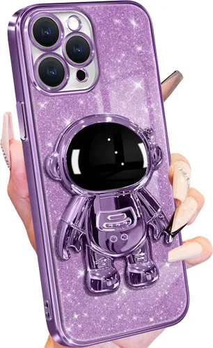 Vista 15 de Buleens Funda para iPhone 11 Pro Max Astronauta, Fundas Transparentes para iPhone 11 ProMax con Papel con Purpurina y Soporte de Astronauta, Mujeres