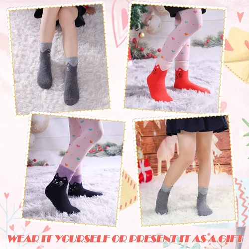 Vista 2 de DYW Calcetines de senderismo de lana merina para niños y niñas, cálidos, gruesos, térmicos, suaves, acogedores, calcetines para botas, 6 pares