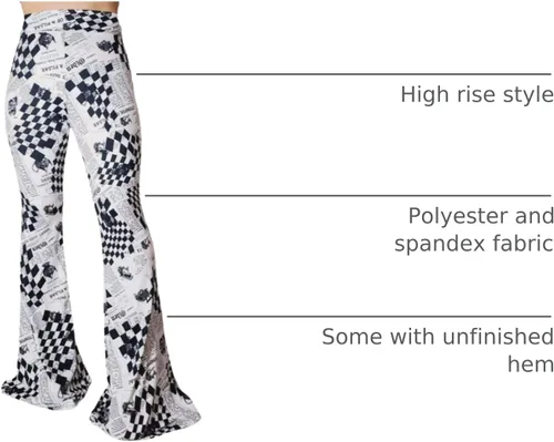 Vista 104 de ShopMyTrend - Pantalones de yoga largos con piernas anchas y acampanadas estilo palazzo, con cintura alta, para mujer