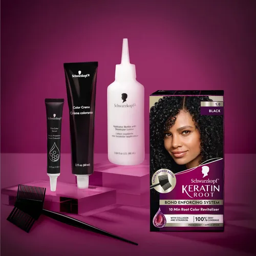 Vista 5 de Schwarzkopf® Keratin Root 1.0 Black Permanent Root Hair Dye Negro