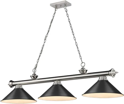 Vista 9 de Z-Lite 2306-3MB-MB15 Cordon Billar Colgante, 3 luces 180 vatios totales, negro mate