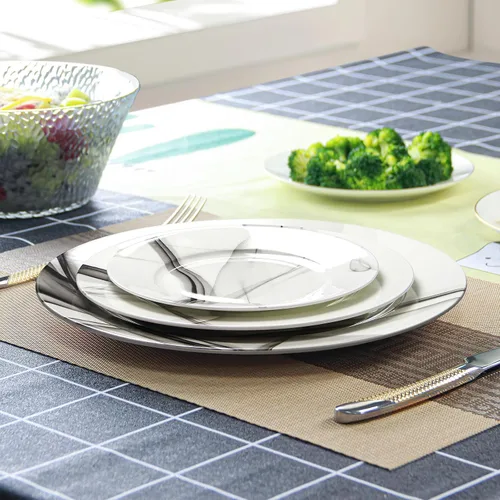 Vista 5 de IQCWOOD Platos de cena de porcelana blanca, juego de 6, 16.5 cm, platos de cena de porcelana, juego de platos blancos, platos blancos de cerámica