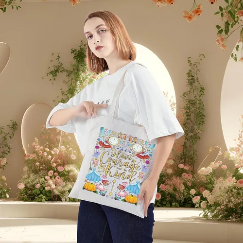Vista 4 de BWWKTOP Bolso de lona de Cenicienta de princesa con cuentos de hadas, regalo para fanáticos, tener coraje y sé amable