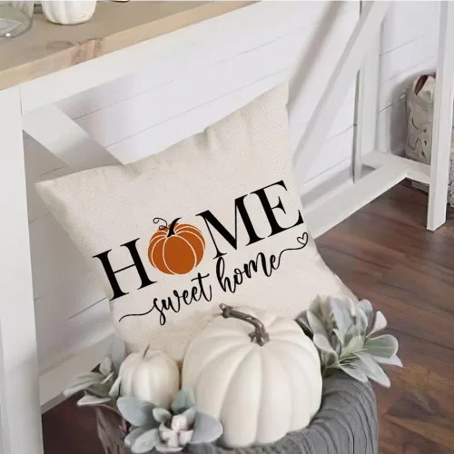 Vista 5 de RABUSOFA Almohadas de Otoño Fundas Decorativas de Cojín, Fundas de Almohada de Otoño de 16x16 Pulgadas, Fundas de Almohada de Calabaza para Acción