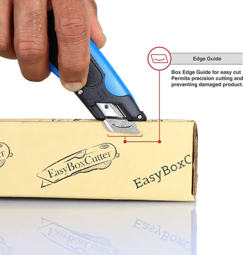 Vista 7 de EasyCut 1000 Cuchillo utilitario retráctil seguro para cortar cajas, azul, 09780