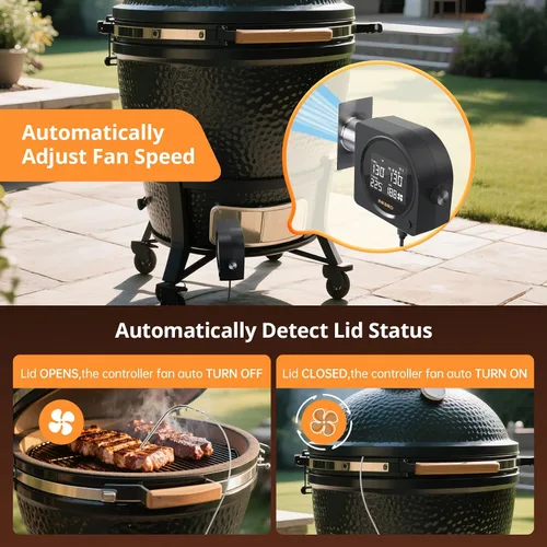 Vista 10 de Controlador de temperatura para barbacoa 5G Wi-Fi y Bluetooth INKBIRD, ventilador automático para ahumador con pantalla LCD para parrilla