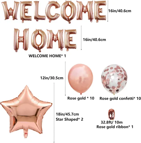 Vista 4 de Cartel de globo con letras de bienvenida a casa con globos de lentejuelas de estrellas para decoración de fiestas familiares del hogar