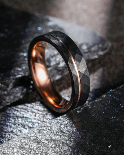 Vista 3 de Three Keys Jewelry - Joyería para hombre y mujer, anillos de tungsteno negro, 0.157 pulgadas, 0.236 pulgadas, 0.315 pulgadas, facetas amartilladas