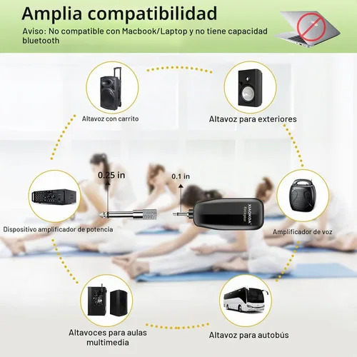 Vista 7 de Auriculares con Micrófono Inalámbrico, Sistema de Micrófono y Altavoz de Cabeza UHF, Auriculares Profesionales con Amplificador de Voz y Micrófonos