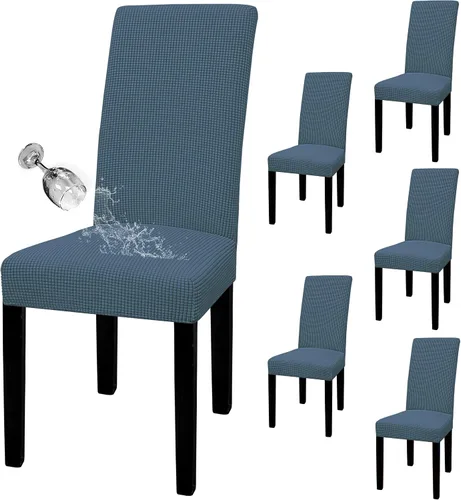 Vista 35 de Easy-Going - Juego de 2 fundas para sillas de comedor 100% impermeables, de tela Jacquard elástica, fundas protectoras removibles y lavables