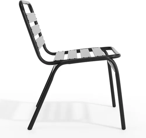 Vista 9 de EMMA + OLIVER Jens Silla de comedor apilable de metal, silla de comedor para interiores y exteriores con respaldo de triple listón, listones