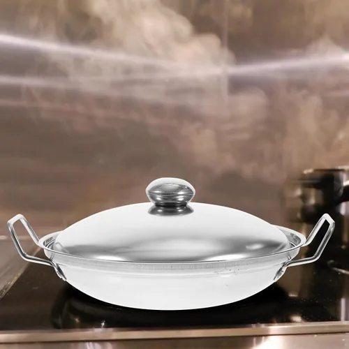Vista 4 de Hemoton Olla caliente de acero inoxidable con tapa de doble asa, olla multiusos para cocina casera, calentamiento rápido de 10.62 pulgadas