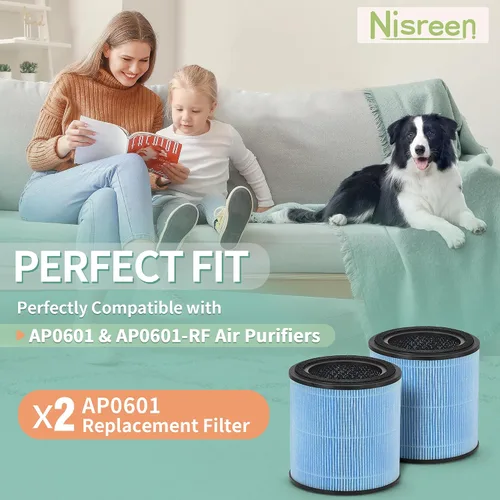Vista 2 de Paquete de 2 filtros de repuesto AP0601 True HEPA, compatible con AP0601/AP0601-RF Air Pu-rifier, con filtro HEPA verdadero H13 y filtración 4 en 1