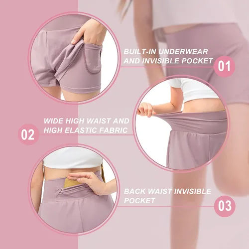 Vista 4 de Pantalones cortos deportivos de fútbol para adolescentes, niñas, jóvenes, baloncesto, correr, gimnasio, entrenamiento, en capas, pantalones cortos