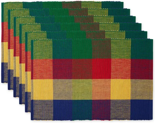 Vista 44 de DII - Juego de manteles individuales (100% algodón, acanalado) para uso diario, 13x19, Aqua, 6 piezas