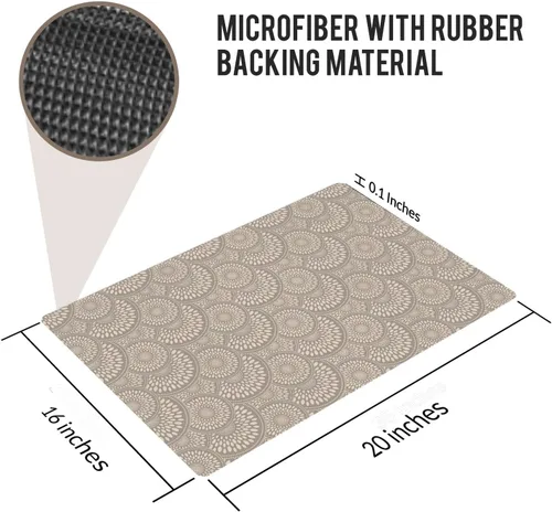 Vista 5 de Alfombra de baño de 20 x 16 pulgadas de microfibra sin deslizamiento Color Latte Design 1 S